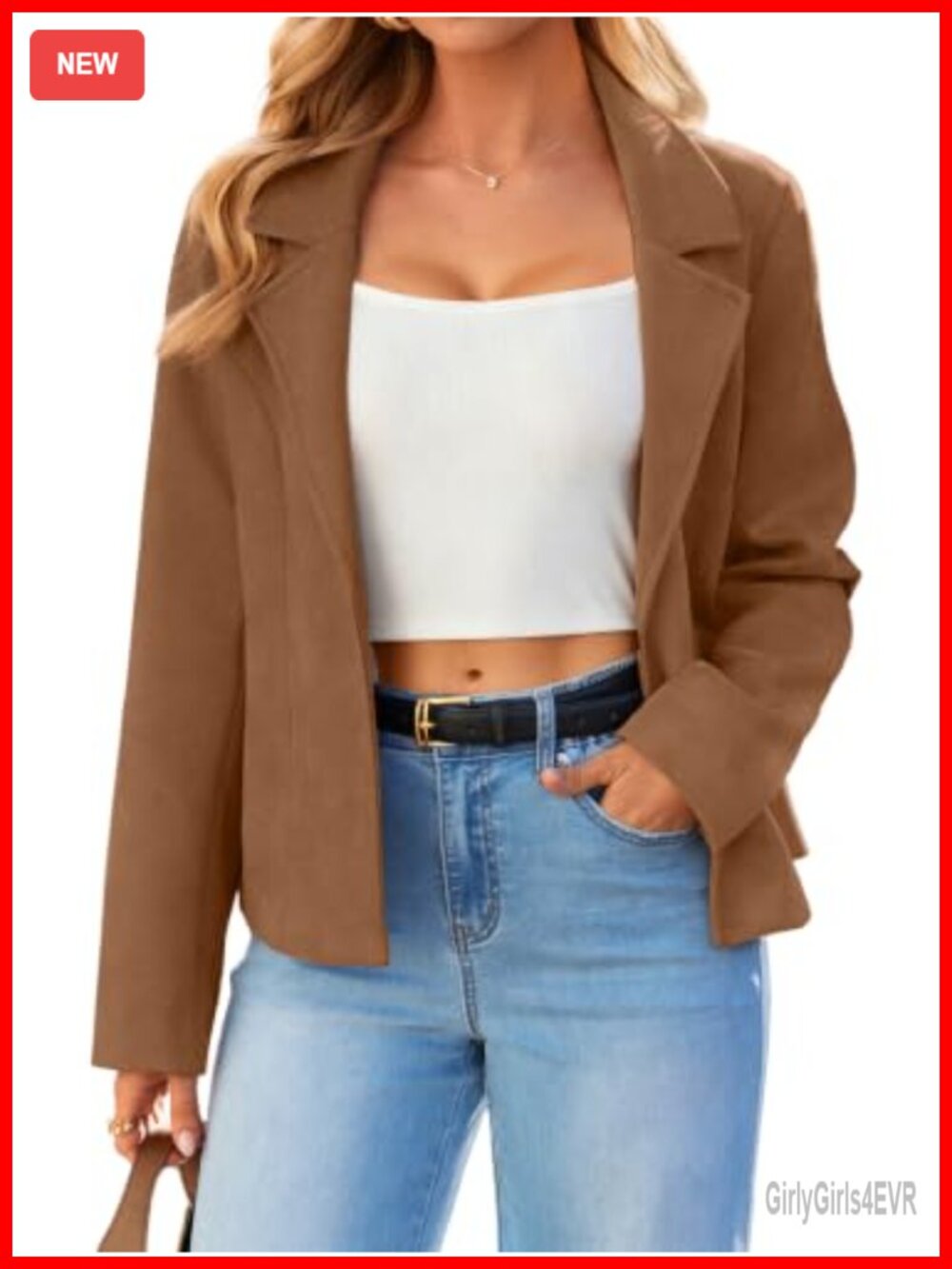 Faux Suede Cropped Open Front Jacket Notch Lapel Lightweight Coat